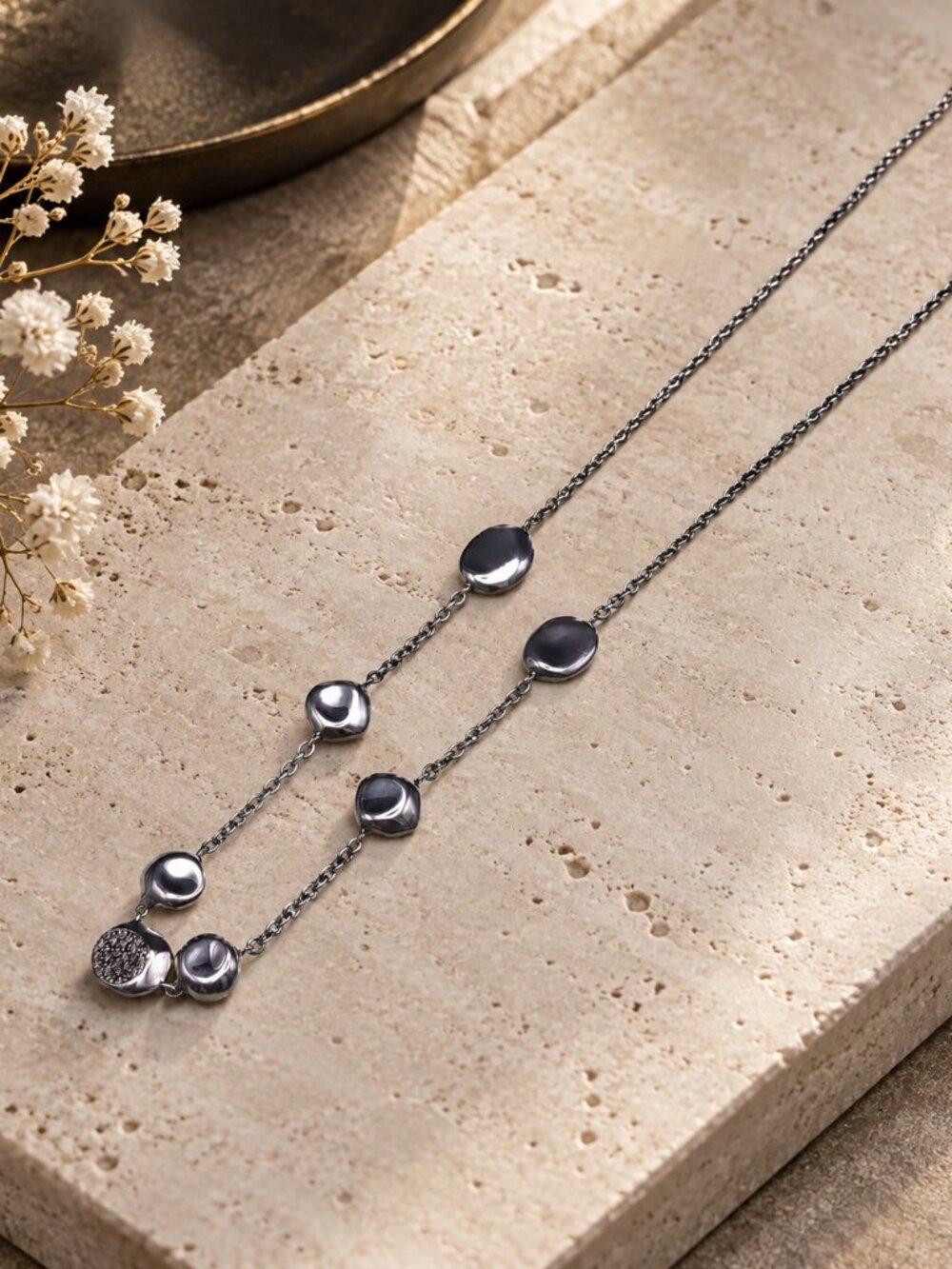 Ippolita Polished Rocks Diamond Station Necklace  .925 16" - 18"